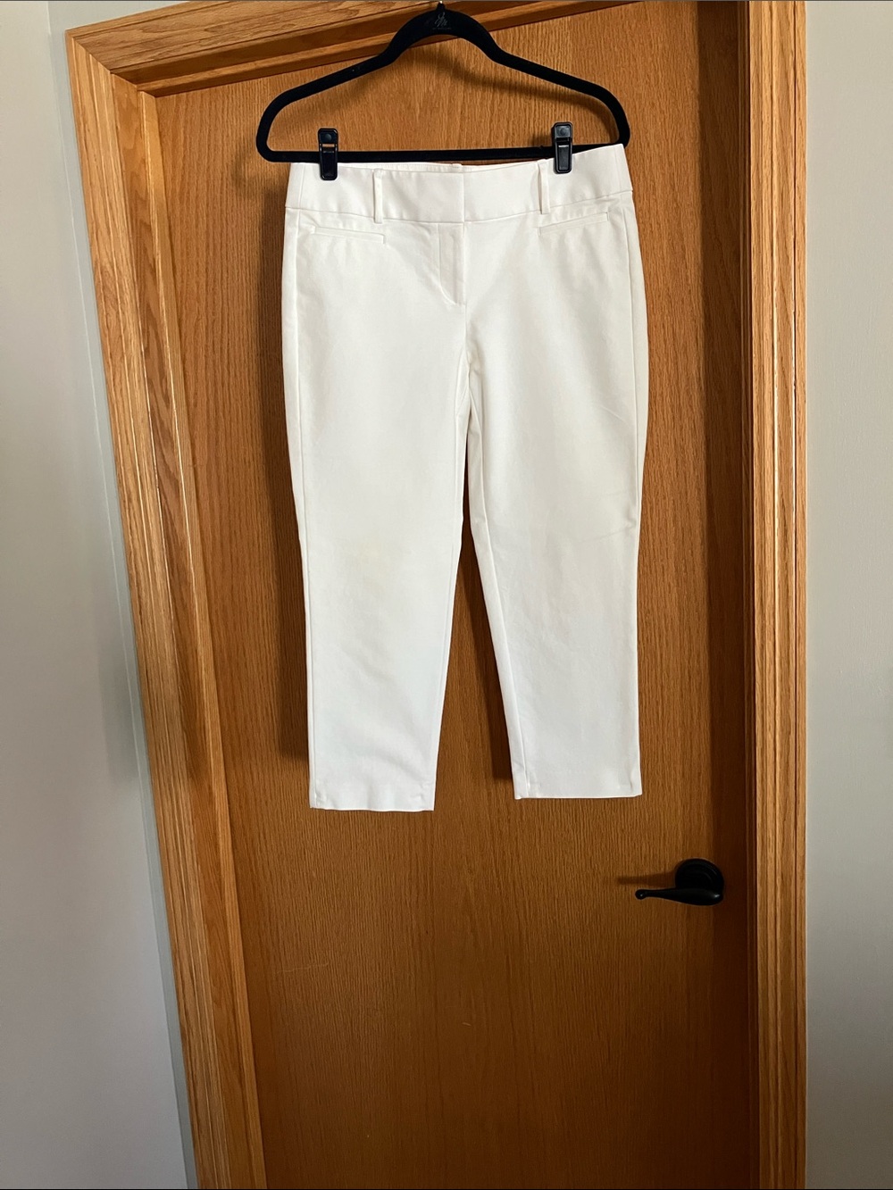 Women's White Cropped Stretch Trousers